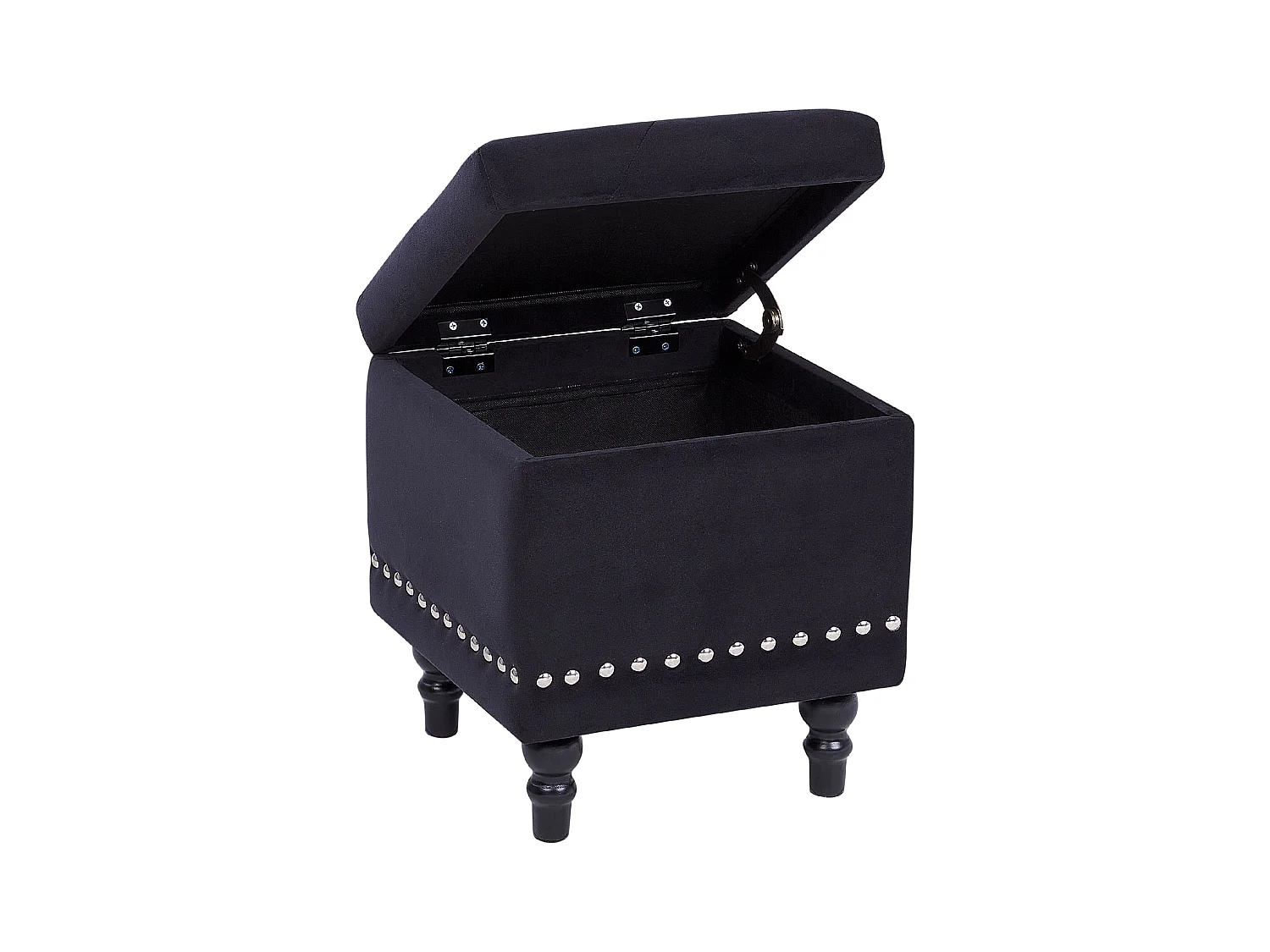 Pouf mit Stauraum LORETTO Samtstoff Schwarz 37 cm 37 cm 40 cm