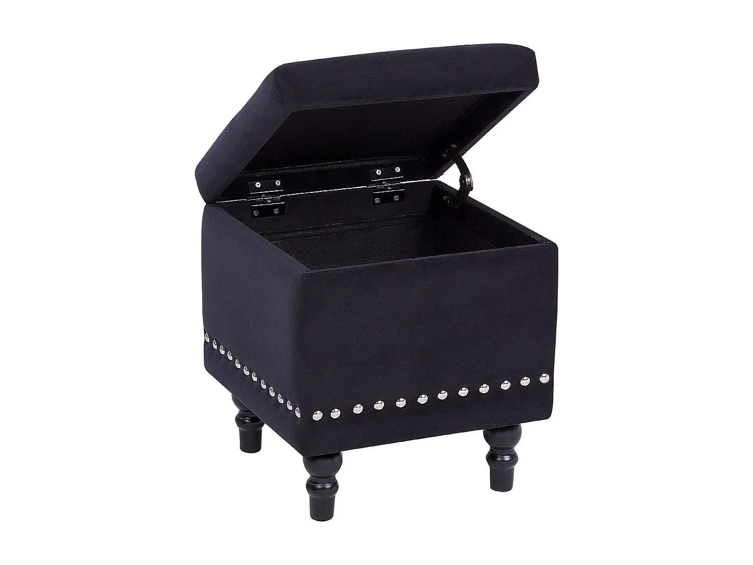 Puf ze schowkiem LORETTO Welur Czarny 37 cm 37 cm 40 cm