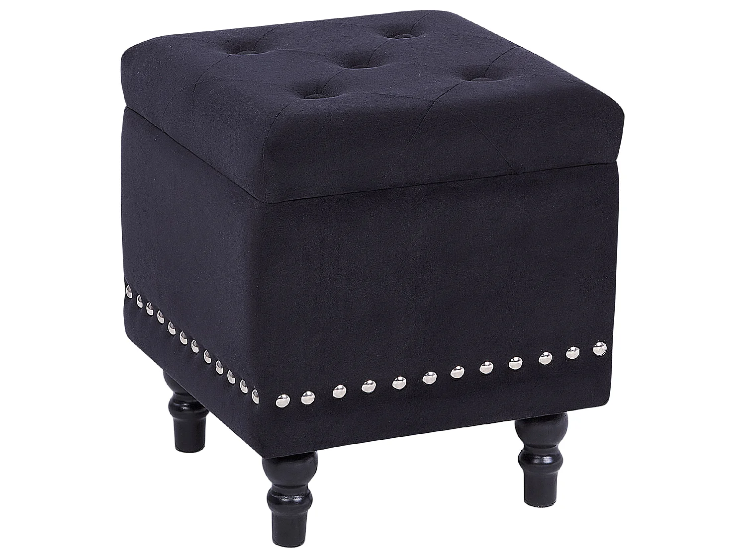 Pouf contenitore LORETTO Velluto Nero 37 cm 37 cm 40 cm
