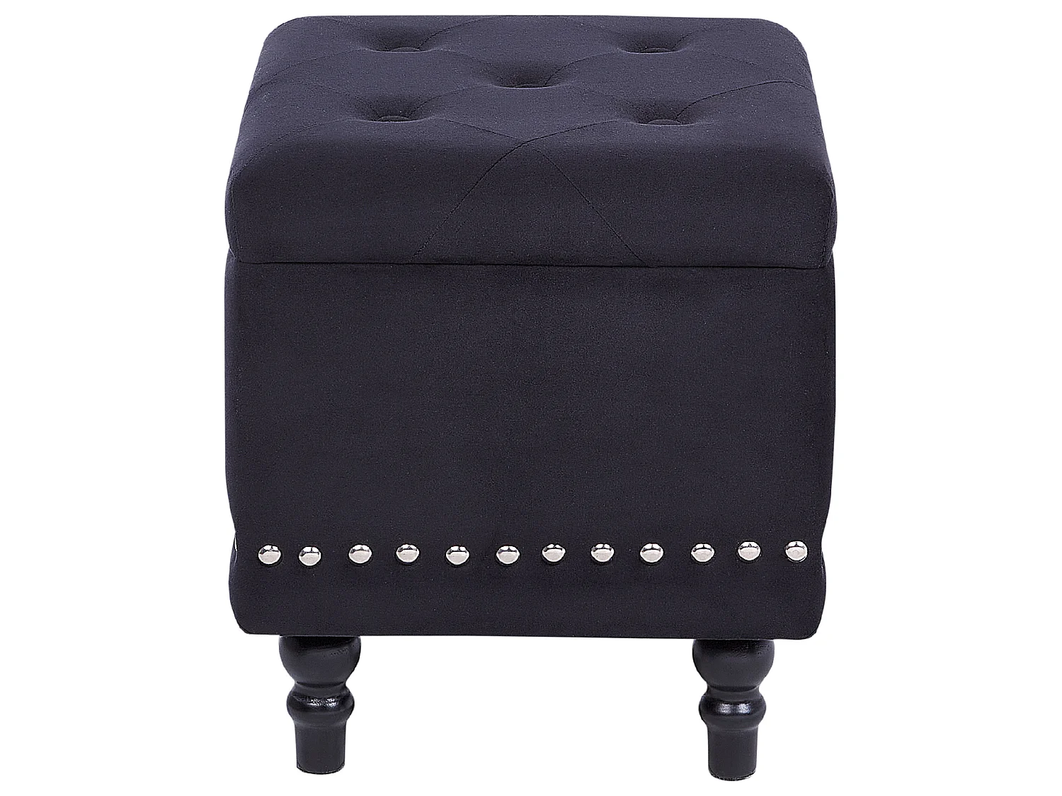 Pouf contenitore LORETTO Velluto Nero 37 cm 37 cm 40 cm