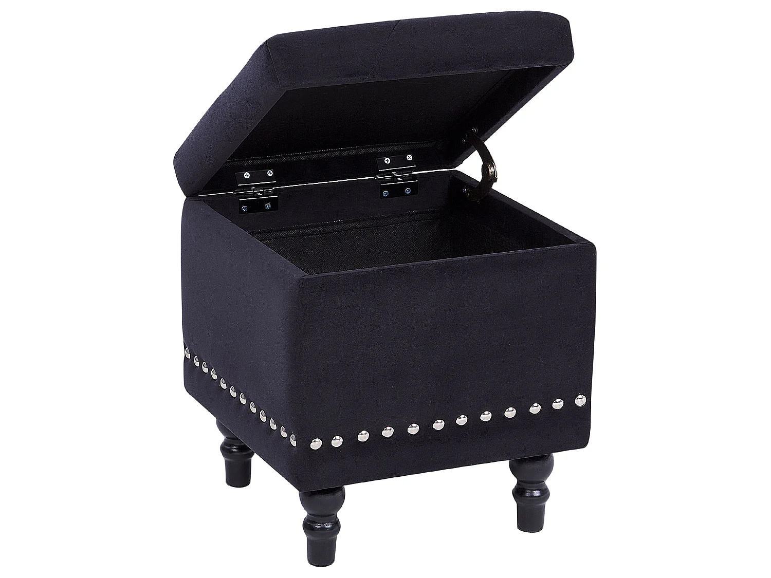 Pouf contenitore LORETTO Velluto Nero 37 cm 37 cm 40 cm
