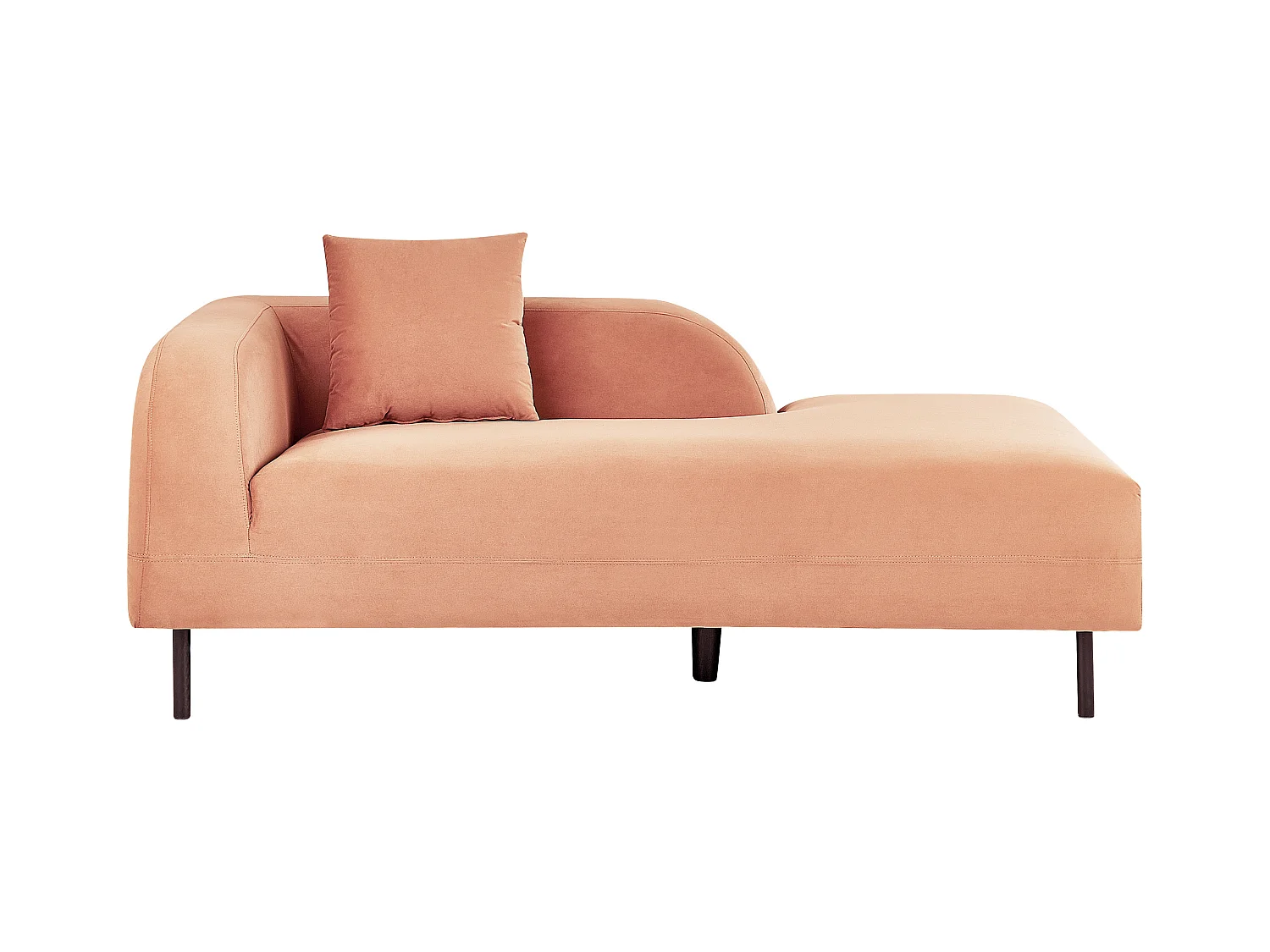 Chaiselongue Samt rosa linksseitig mit Kissen Retro Stil Metallgestell Le Crau