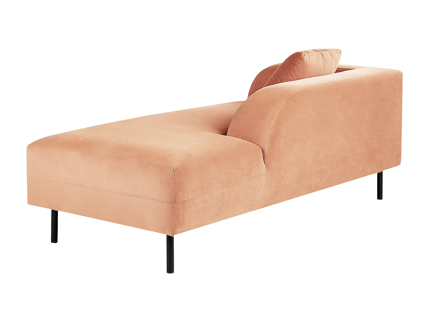 Chaiselongue Samt rosa linksseitig mit Kissen Retro Stil Metallgestell Le Crau