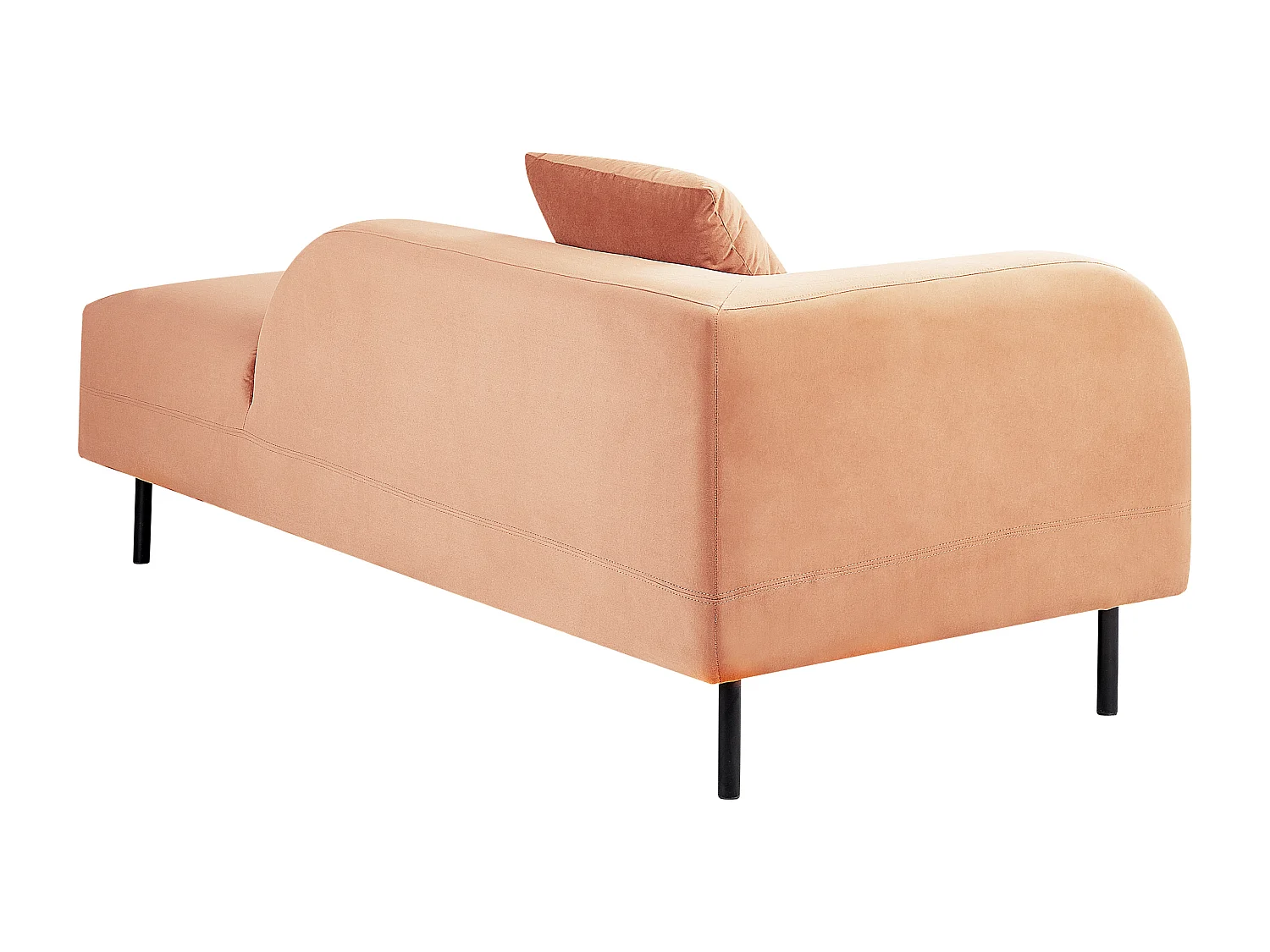 Chaiselongue Samt rosa linksseitig mit Kissen Retro Stil Metallgestell Le Crau