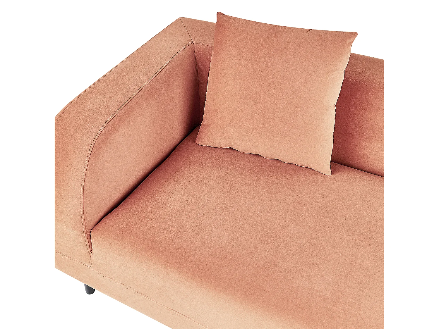 Chaiselongue Samt rosa linksseitig mit Kissen Retro Stil Metallgestell Le Crau