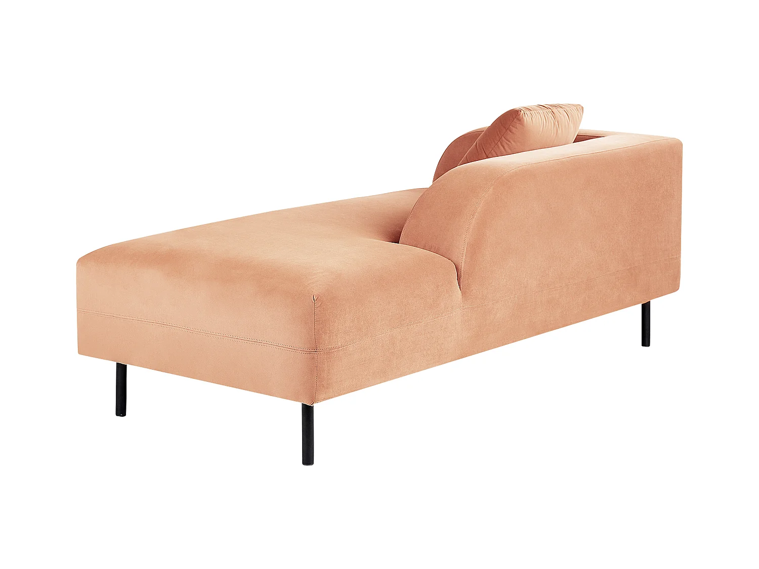 Chaise longue côté droite LE CRAU Velours Rose pêche