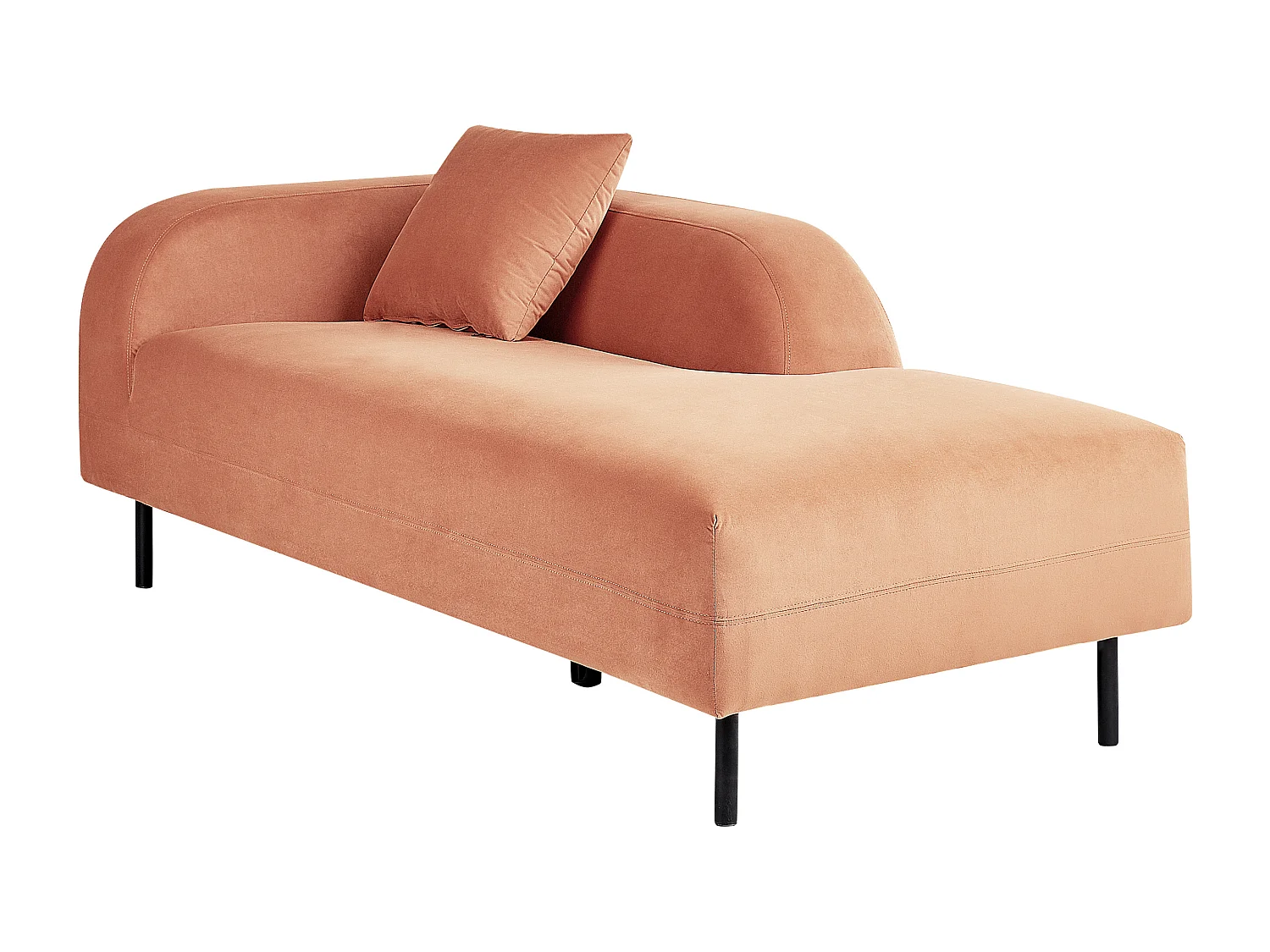 Chaise longue côté droite LE CRAU Velours Rose pêche