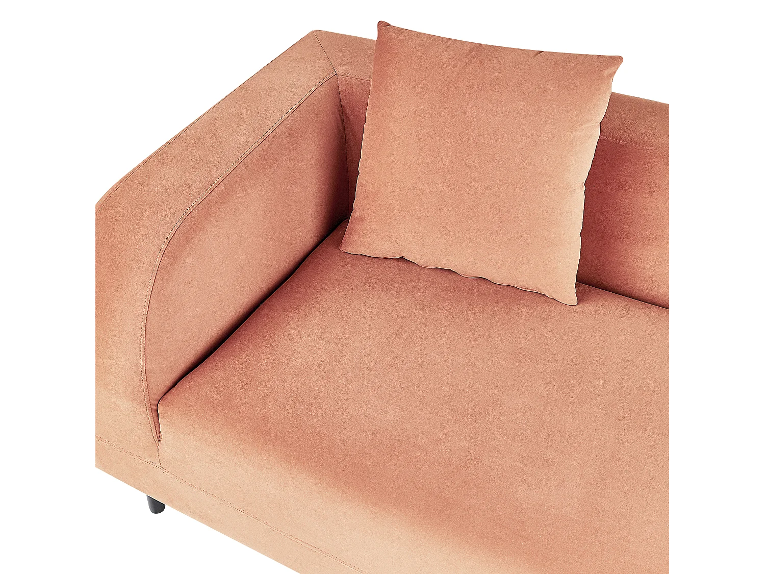 Chaise longue côté droite LE CRAU Velours Rose pêche