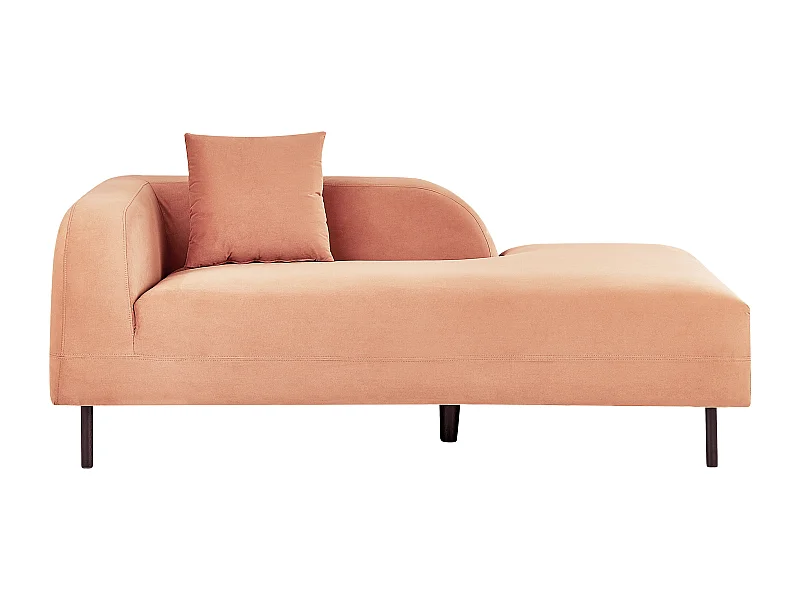 Chaise longue côté droite LE CRAU Velours Rose pêche