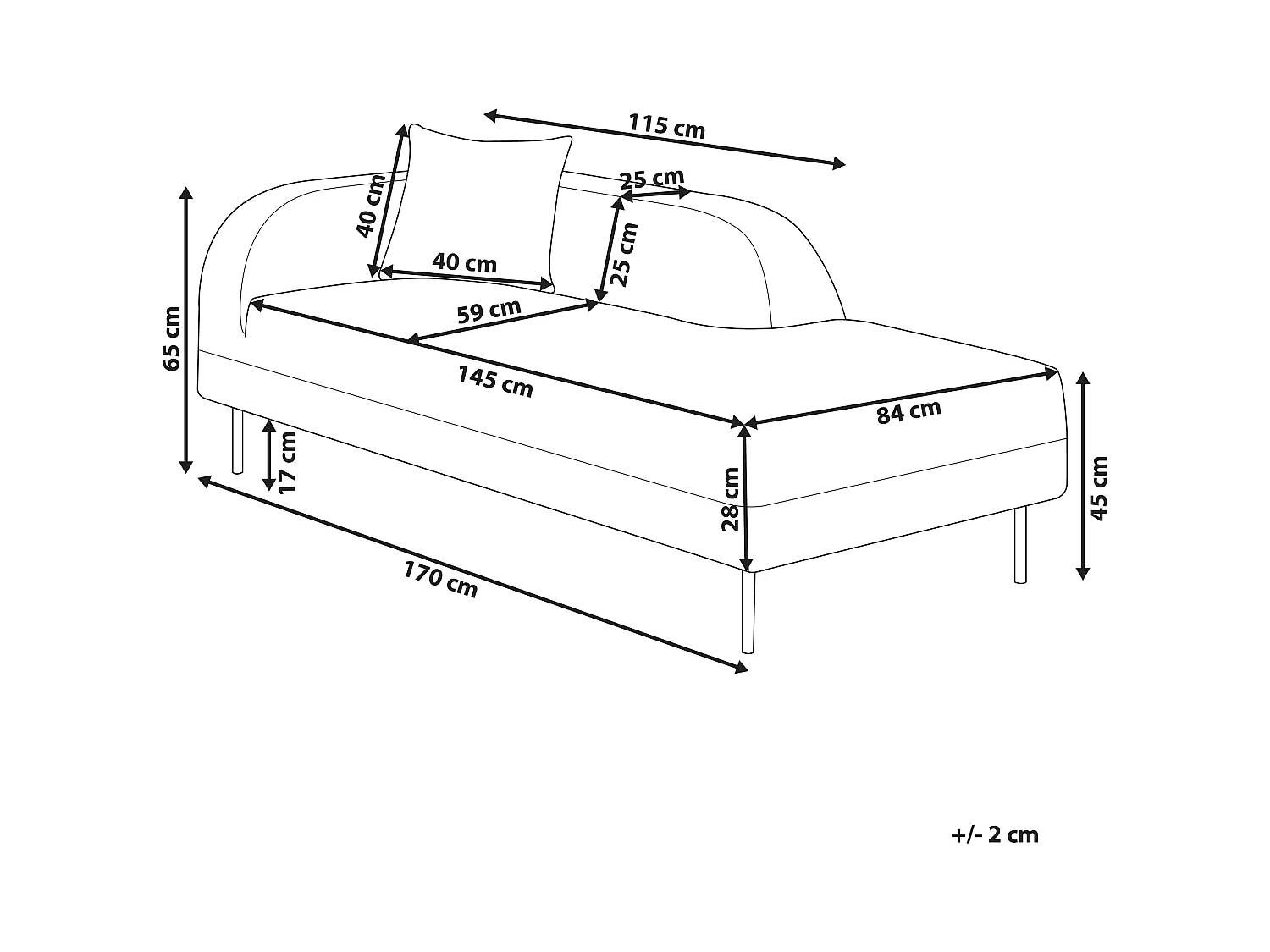 Chaise longue côté droite LE CRAU Velours Orange