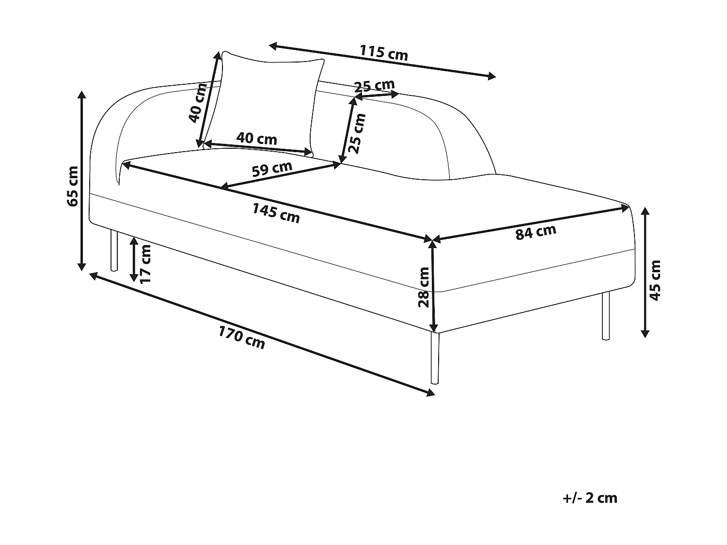 Linkszijdige chaise longue LE CRAU Fluweel Oranje