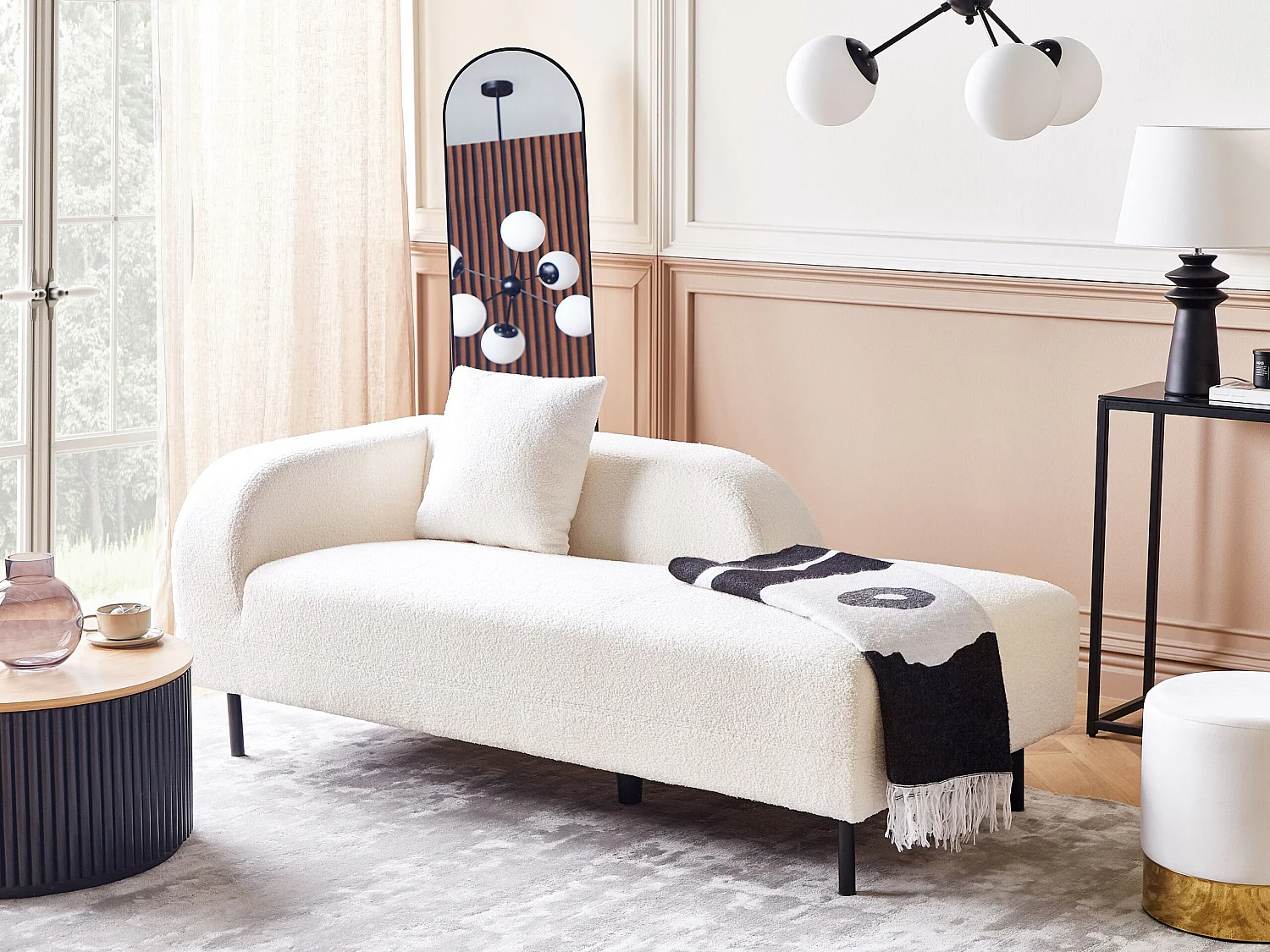 Chaise longue côté droite LE CRAU Bouclé Blanc