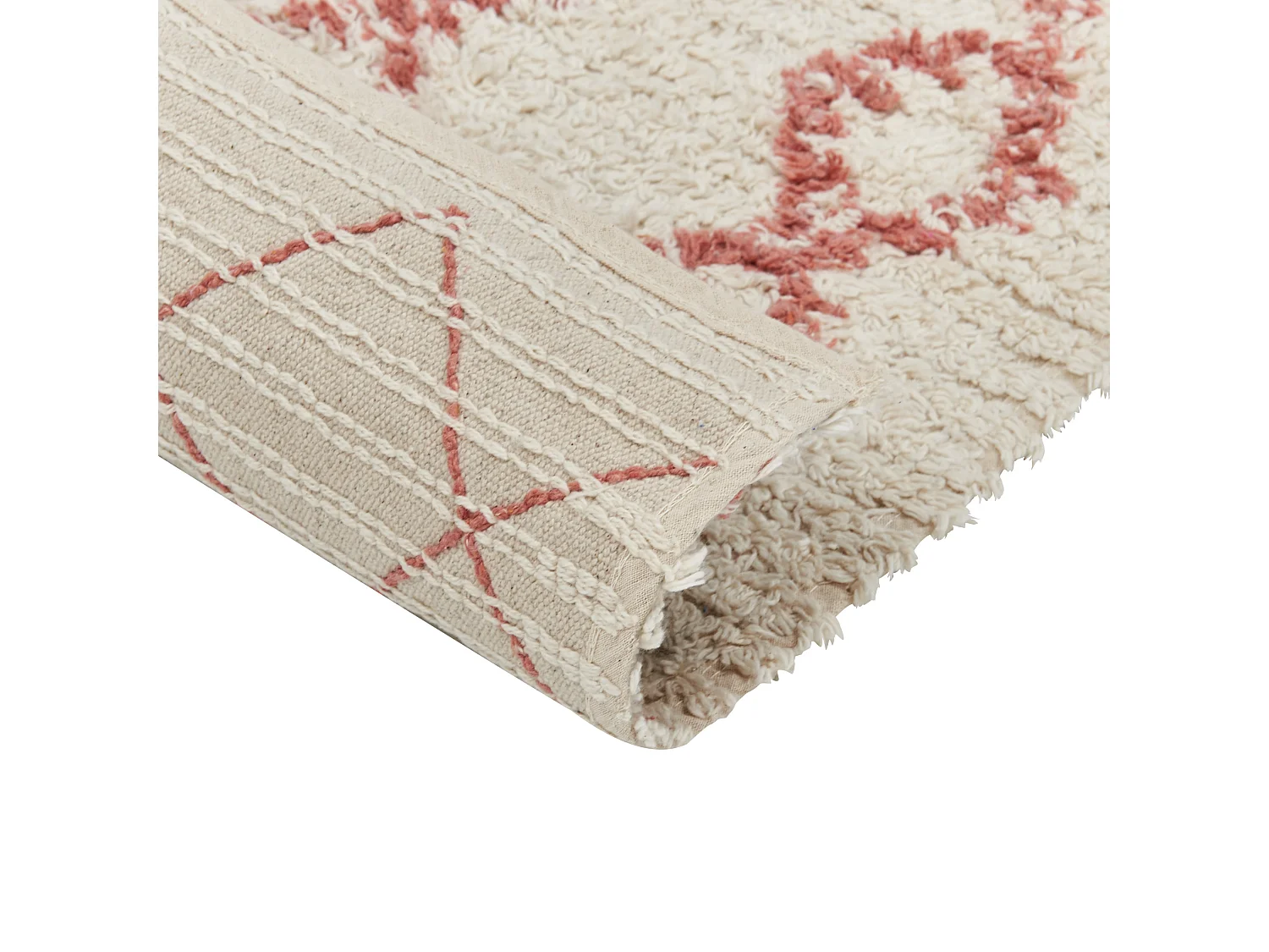 Tapis en coton 160 x 230 cm beige et rose BUXAR