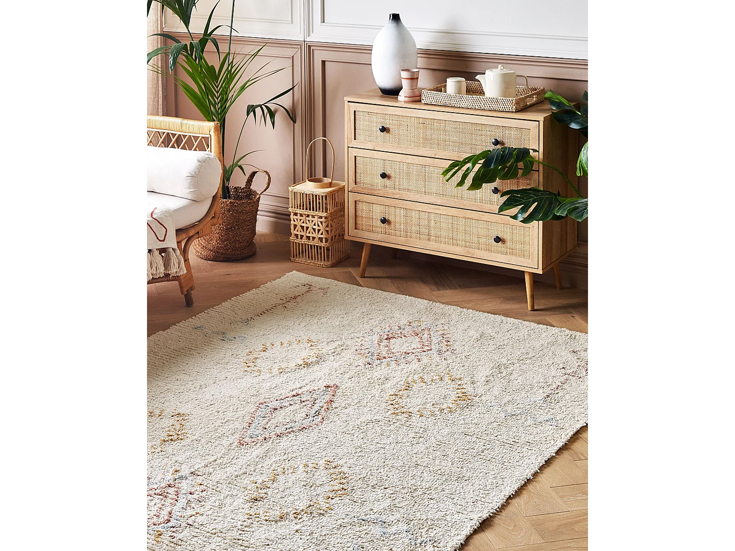 Rug BETTIAH Beige 140 x 200 cm Cotton