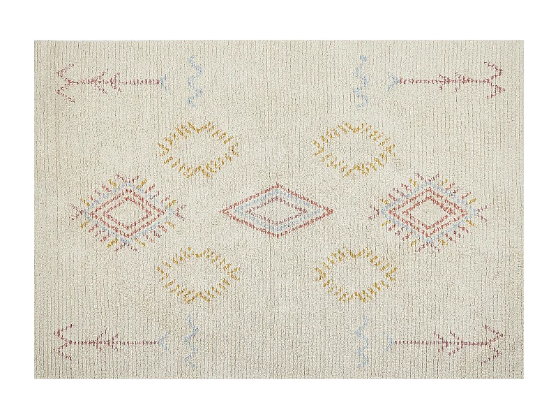 Tappeto cotone beige rosa blu e giallo 140 x 200 cm BETTIAH