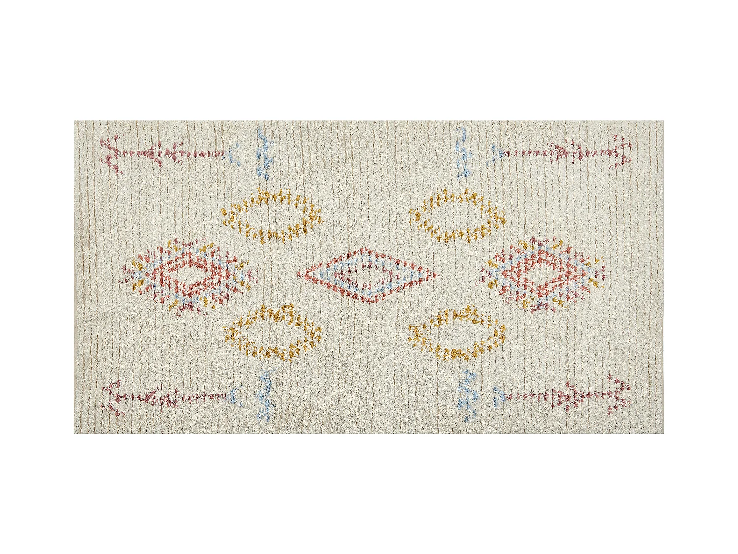Teppich Baumwolle beige mit geometrischem Muster rechteckig 80 x 150 cm Bettiah