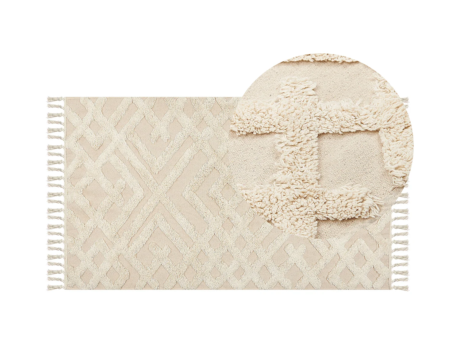 Teppich Baumwolle beige mit geometrischem Muster rechteckig 80 x 150 cm Ardahan