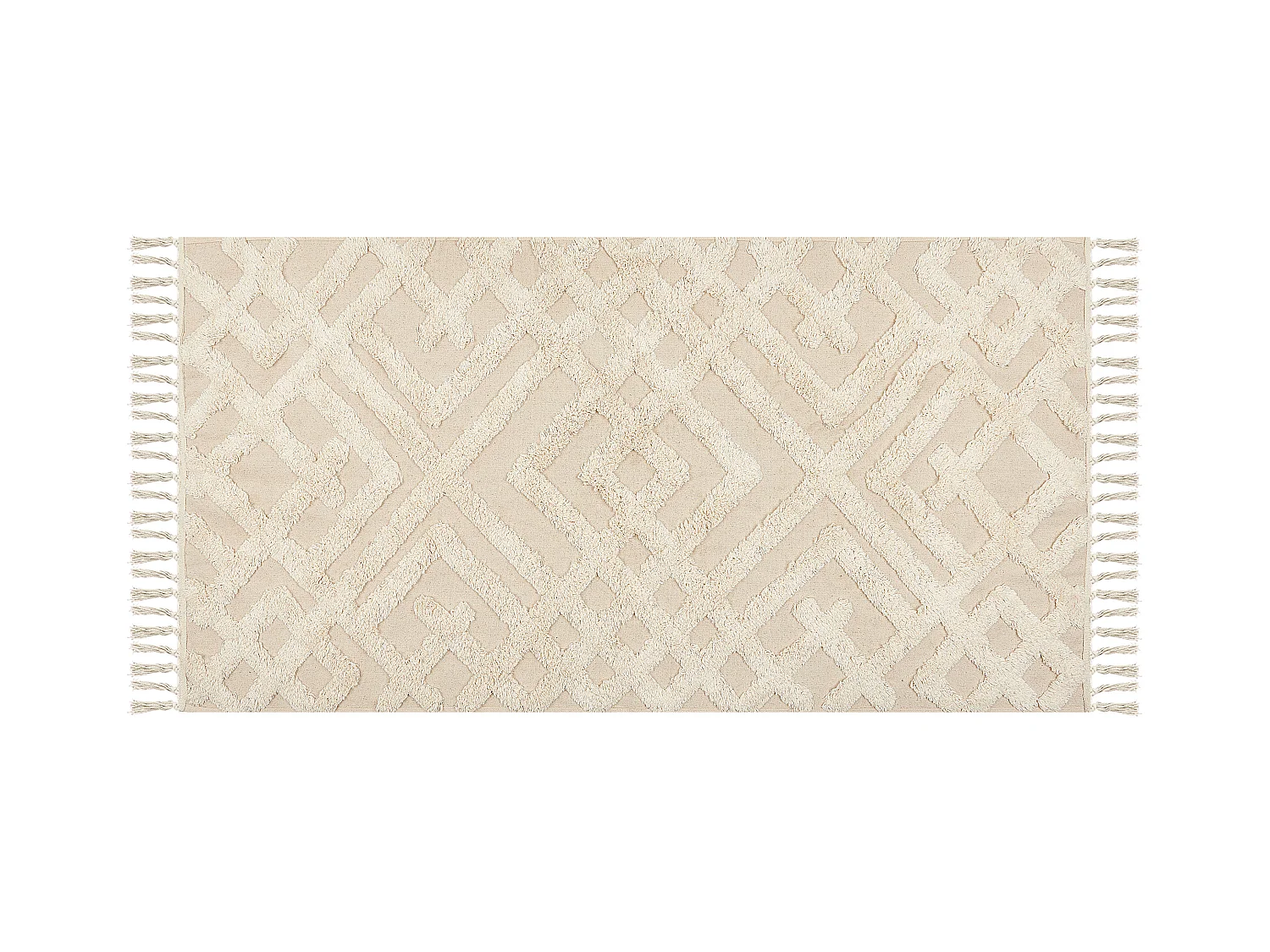 Teppich Baumwolle beige mit geometrischem Muster rechteckig 80 x 150 cm Ardahan