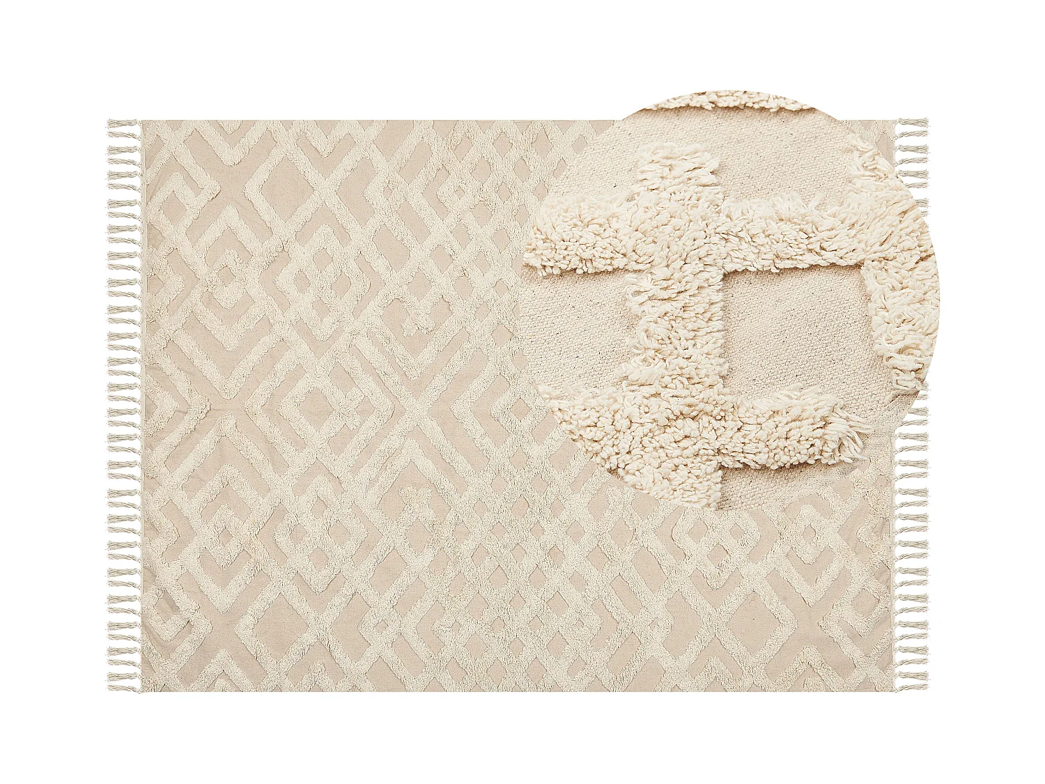 Alfombra de algodón beige claro 160 x 230 cm ARDAHAN