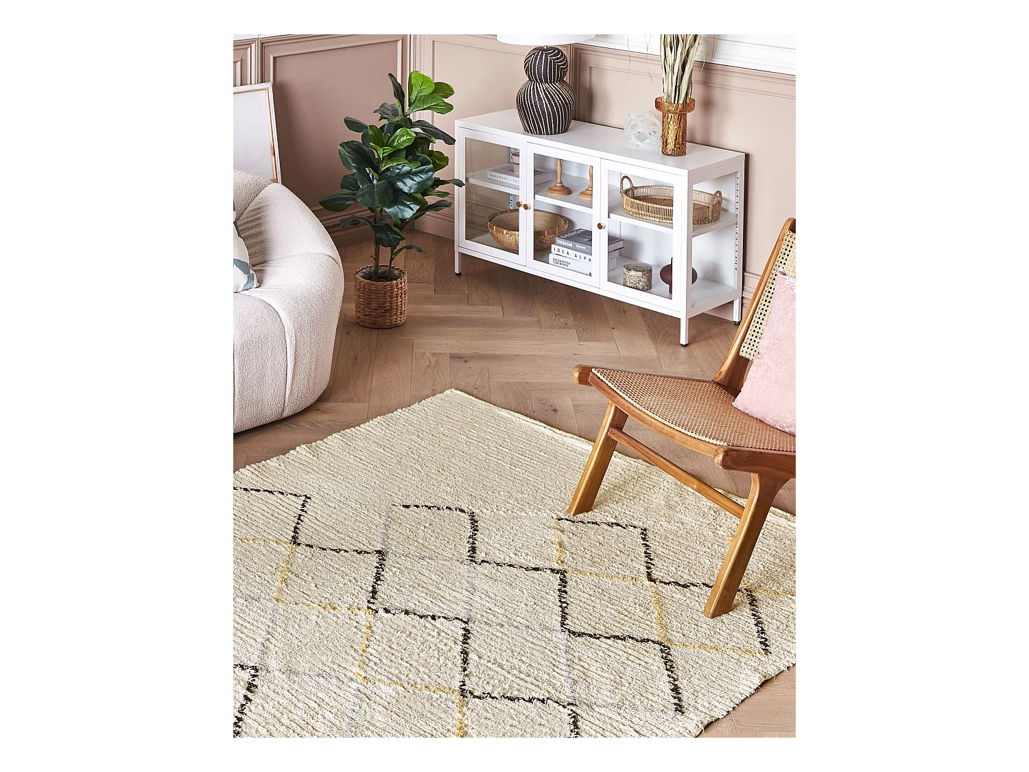 Tapis TEZPUR Beige 160 x 230 cm Coton