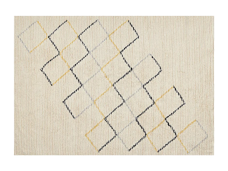 Alfombra de algodón beige claro/negro/amarillo 160 x 230 cm TEZPUR