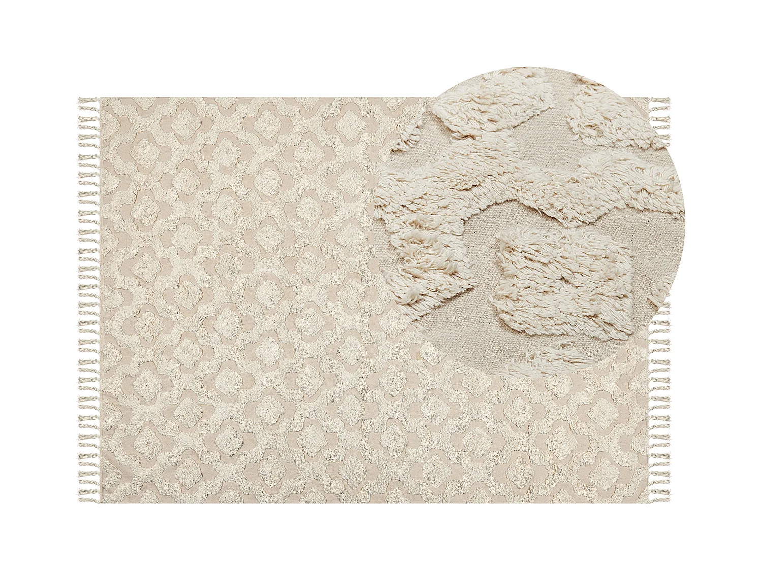 Teppich Baumwolle beige mit geometrischem Muster rechteckig 140 x 200 cm Aksaray