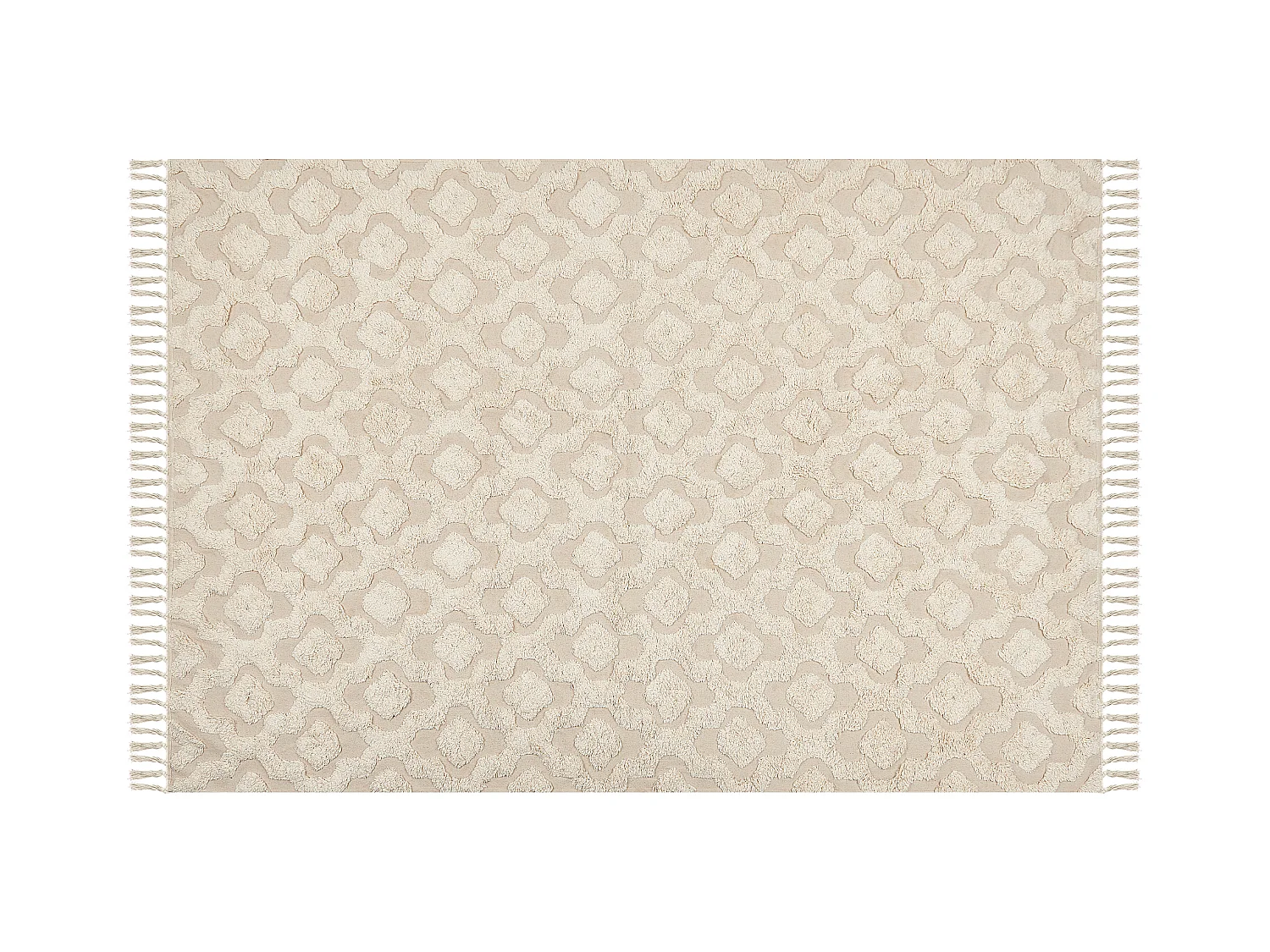 Teppich Baumwolle beige mit geometrischem Muster rechteckig 140 x 200 cm Aksaray