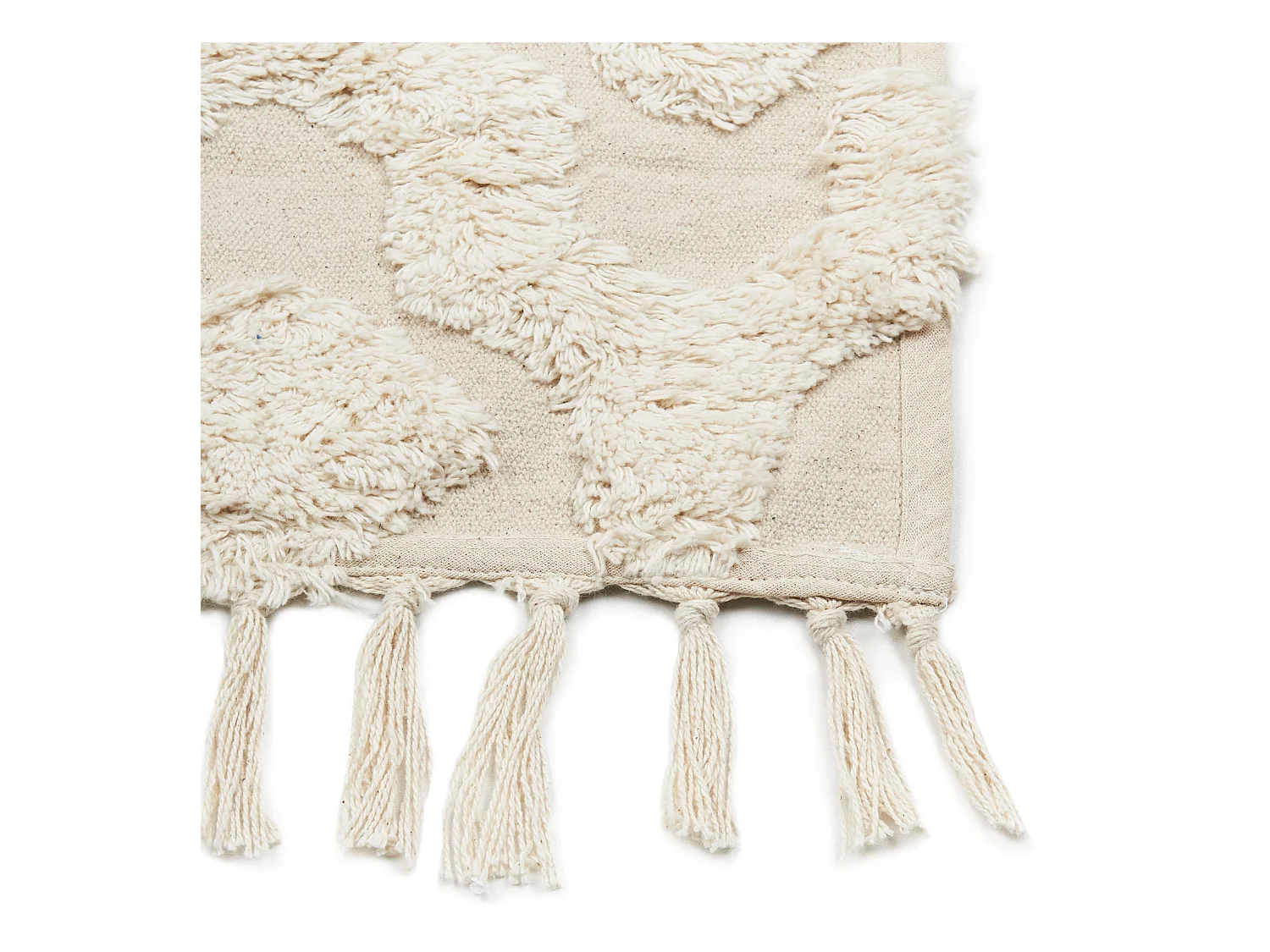 Teppich Baumwolle beige mit geometrischem Muster rechteckig 140 x 200 cm Aksaray