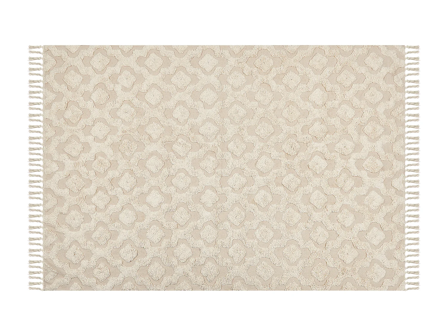 Teppich Baumwolle beige mit geometrischem Muster rechteckig 140 x 200 cm Aksaray