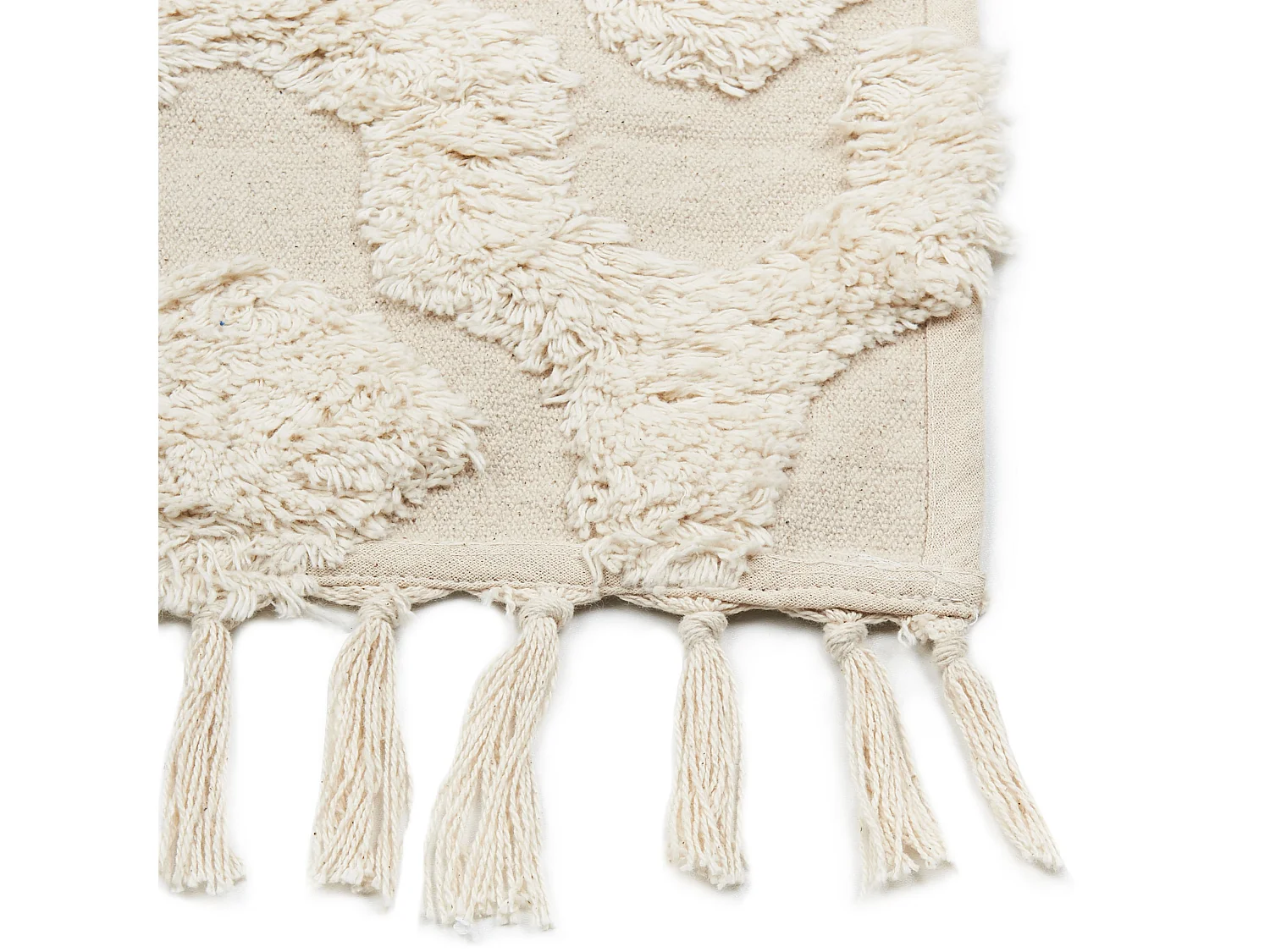 Teppich Baumwolle beige mit geometrischem Muster rechteckig 140 x 200 cm Aksaray