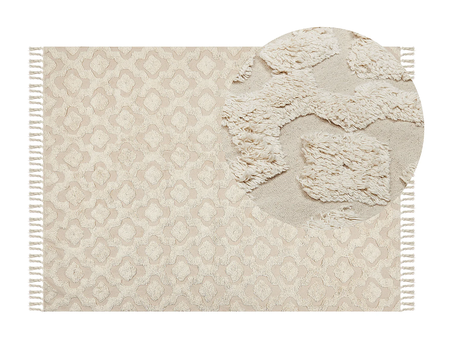 Teppich Baumwolle beige mit geometrischem Muster rechteckig 140 x 200 cm Aksaray