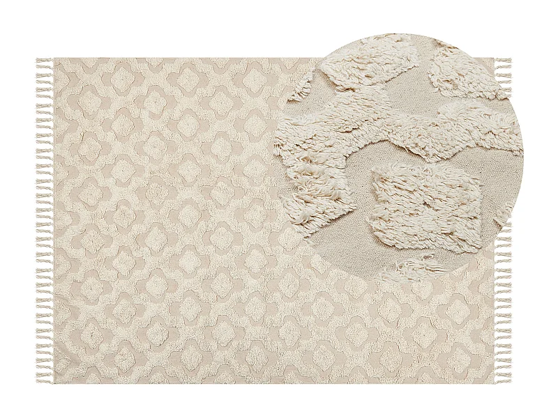Tappeto cotone beige chiaro 140 x 200 cm AKSARAY