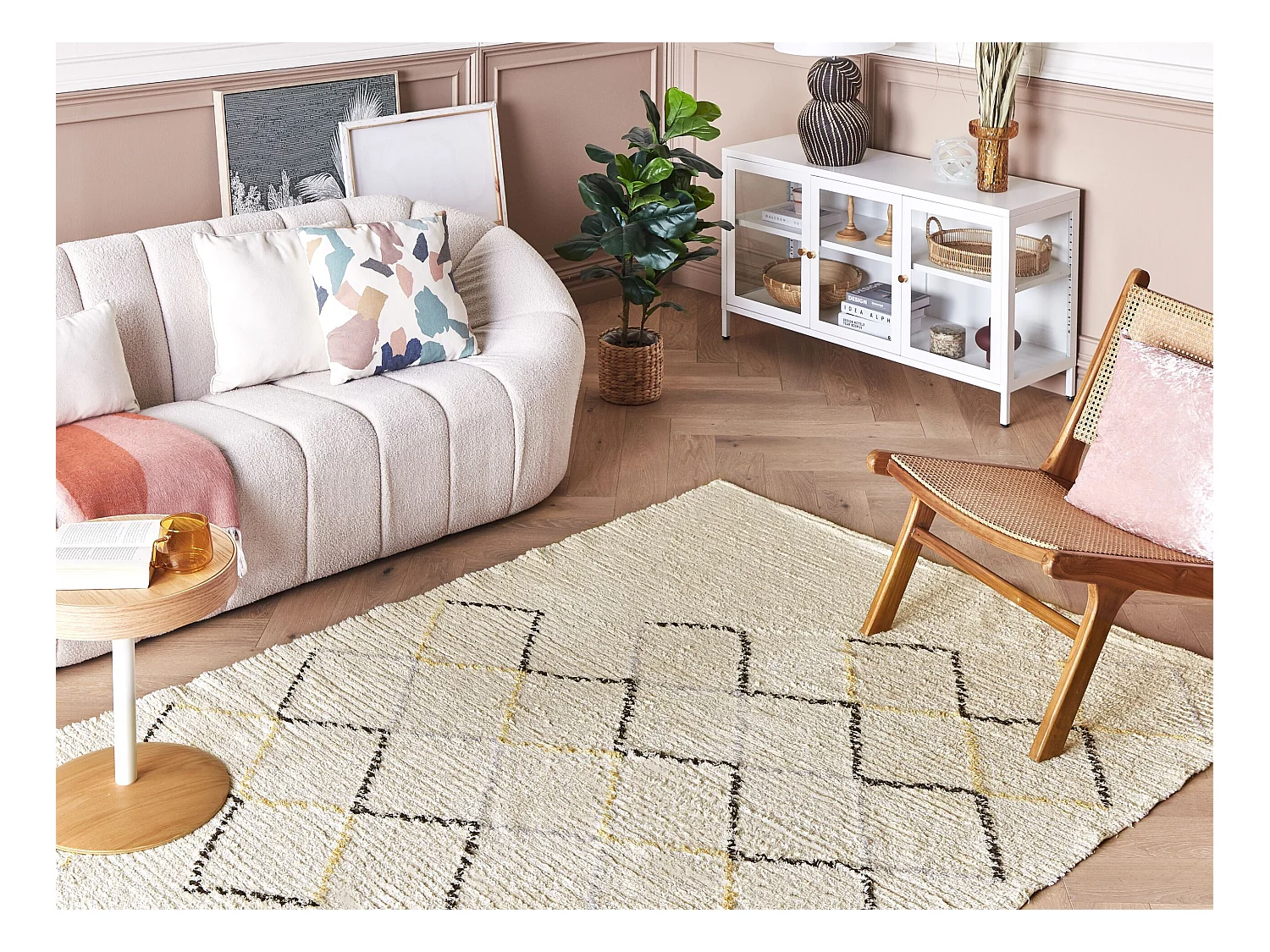 Tappeto cotone beige chiaro 140 x 200 cm TEZPUR