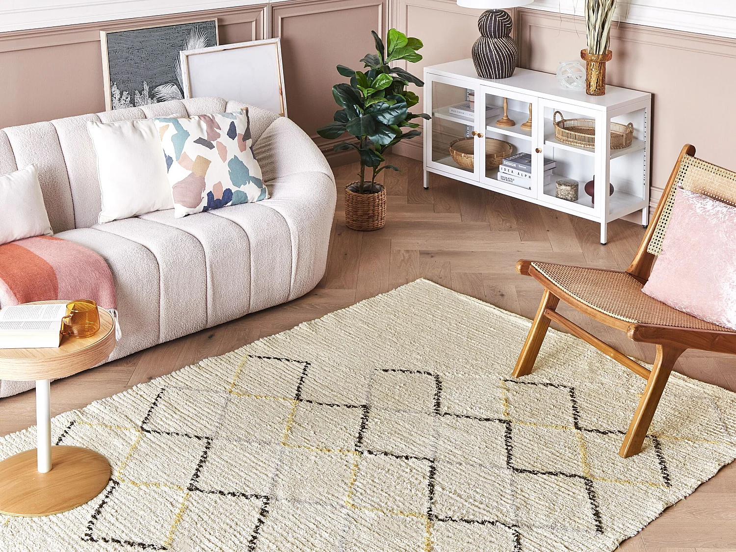 Teppich Baumwolle beige 140 x 200 cm TEZPUR