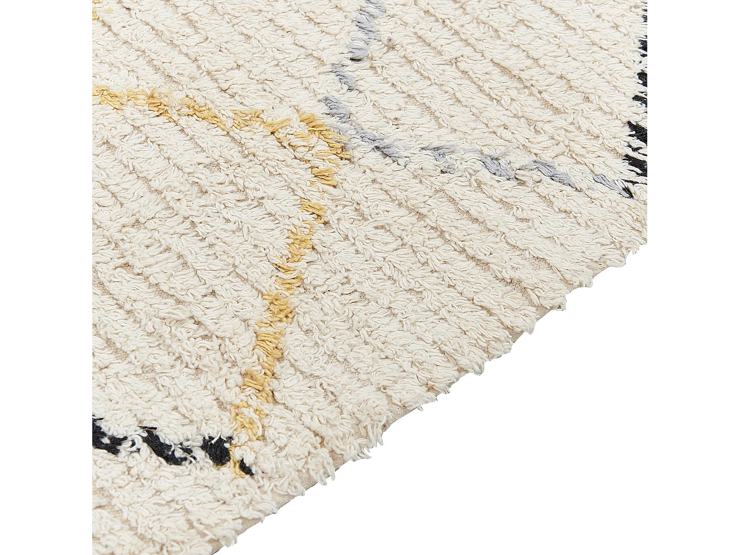 Alfombra de algodón beige claro/negro/amarillo 140 x 200 cm TEZPUR