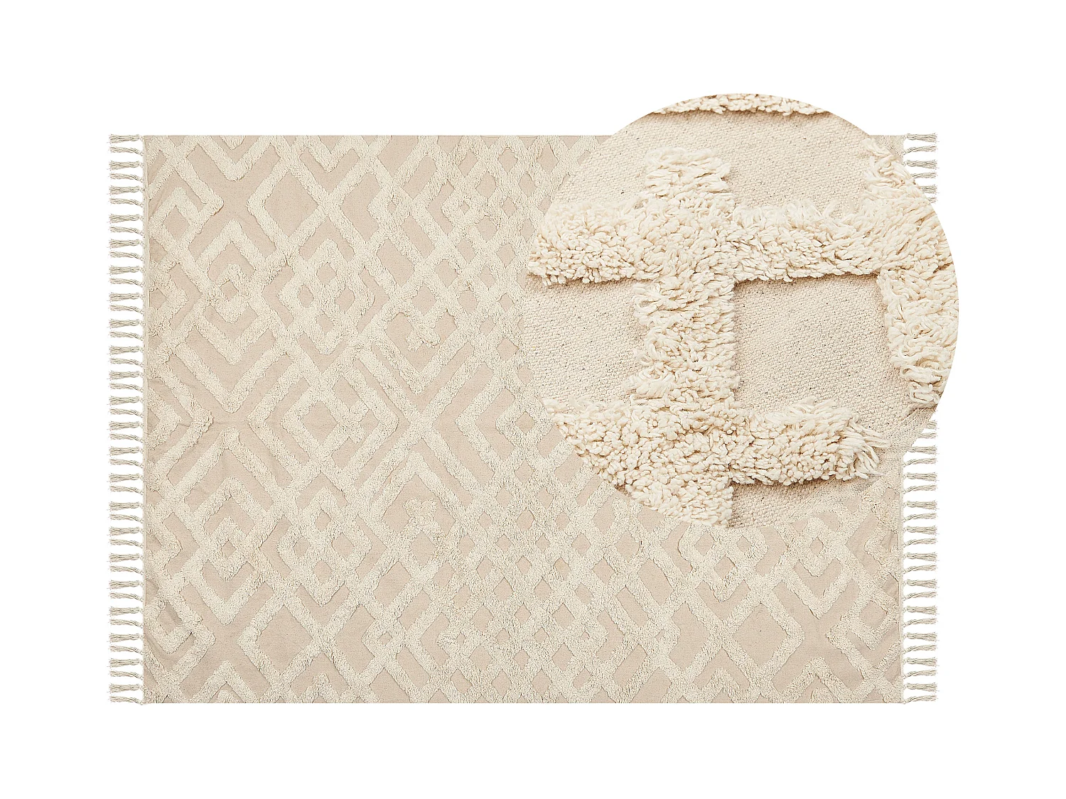 Alfombra de algodón beige claro 140 x 200 cm ARDAHAN