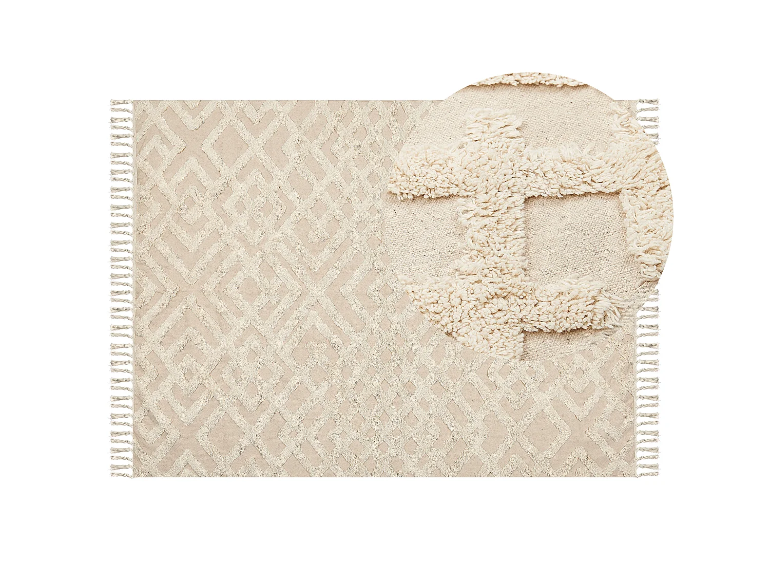 Rug ARDAHAN Beige 140 x 200 cm Cotton