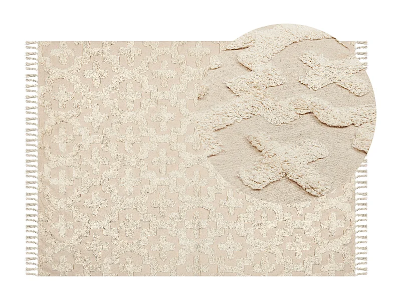 Teppich Baumwolle beige mit geometrischem Muster rechteckig 140x200 cm Itanagar