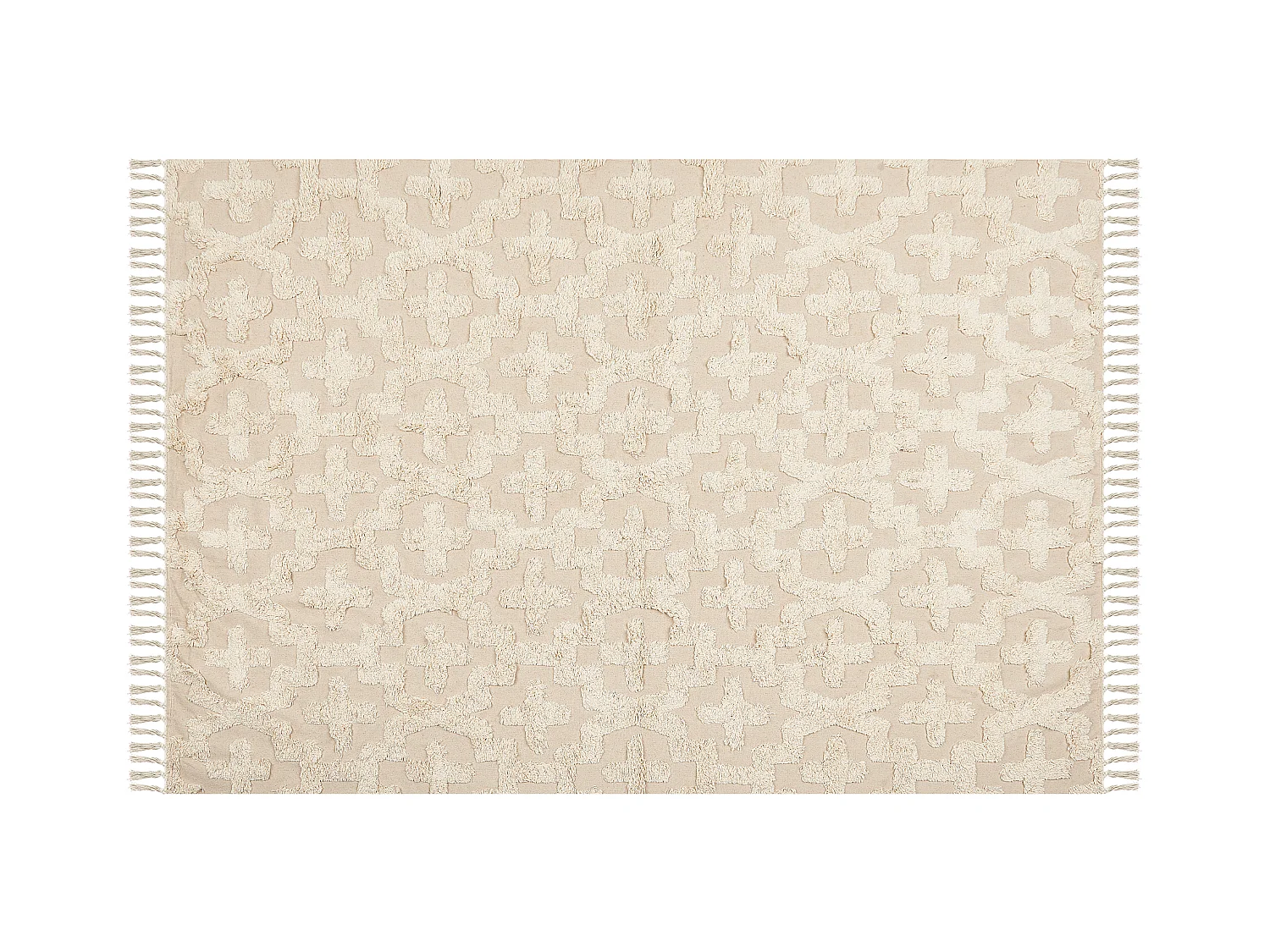 Teppich Baumwolle beige mit geometrischem Muster rechteckig 140x200 cm Itanagar