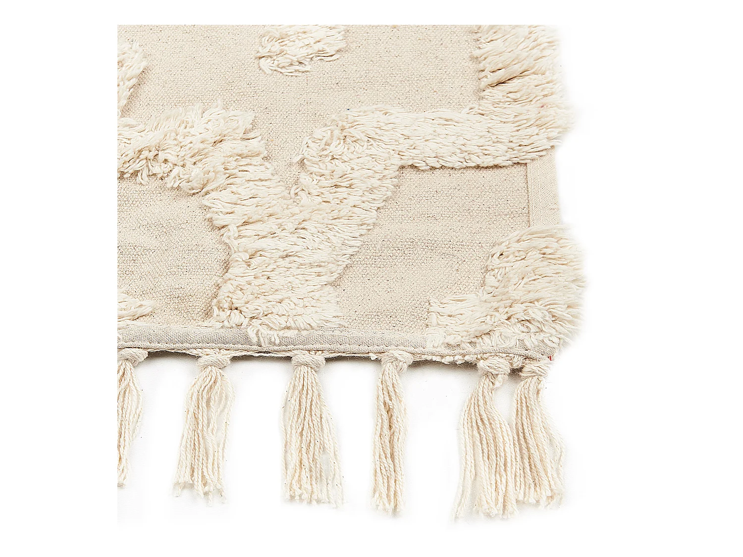 Teppich Baumwolle beige mit geometrischem Muster rechteckig 140x200 cm Itanagar