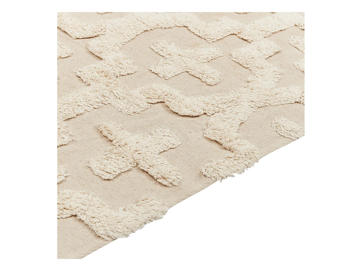 Teppich Baumwolle beige mit geometrischem Muster rechteckig 140x200 cm Itanagar