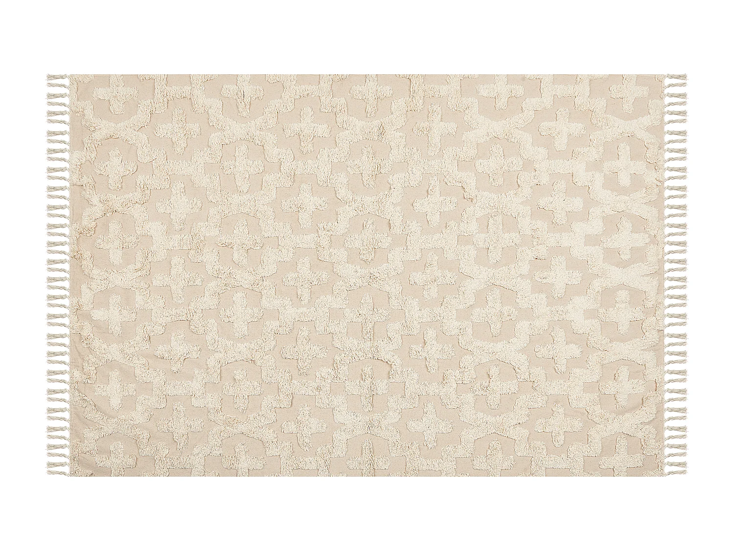 Teppich Baumwolle beige mit geometrischem Muster rechteckig 140x200 cm Itanagar