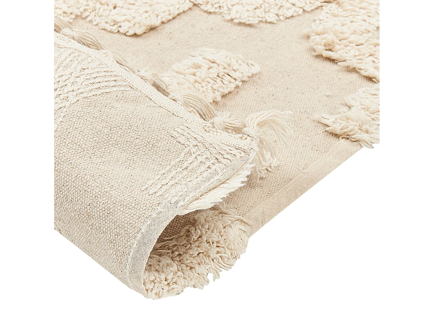 Teppich Baumwolle beige mit geometrischem Muster rechteckig 140x200 cm Itanagar