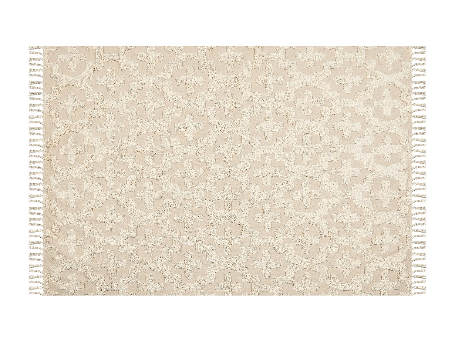 Teppich Baumwolle beige mit geometrischem Muster rechteckig 140x200 cm Itanagar