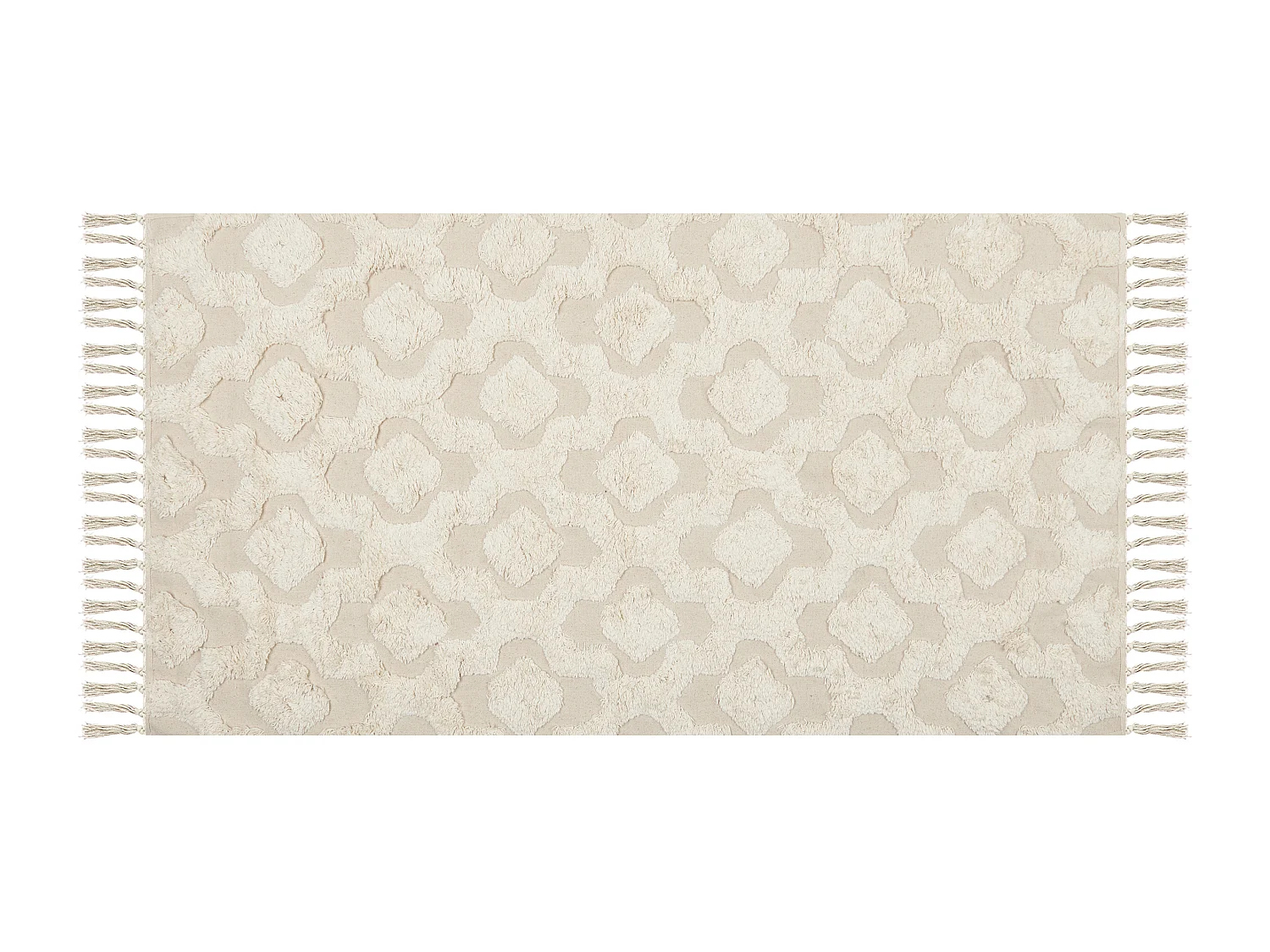 Teppich Baumwolle beige mit geometrischem Muster rechteckig 80 x 150 cm Aksaray