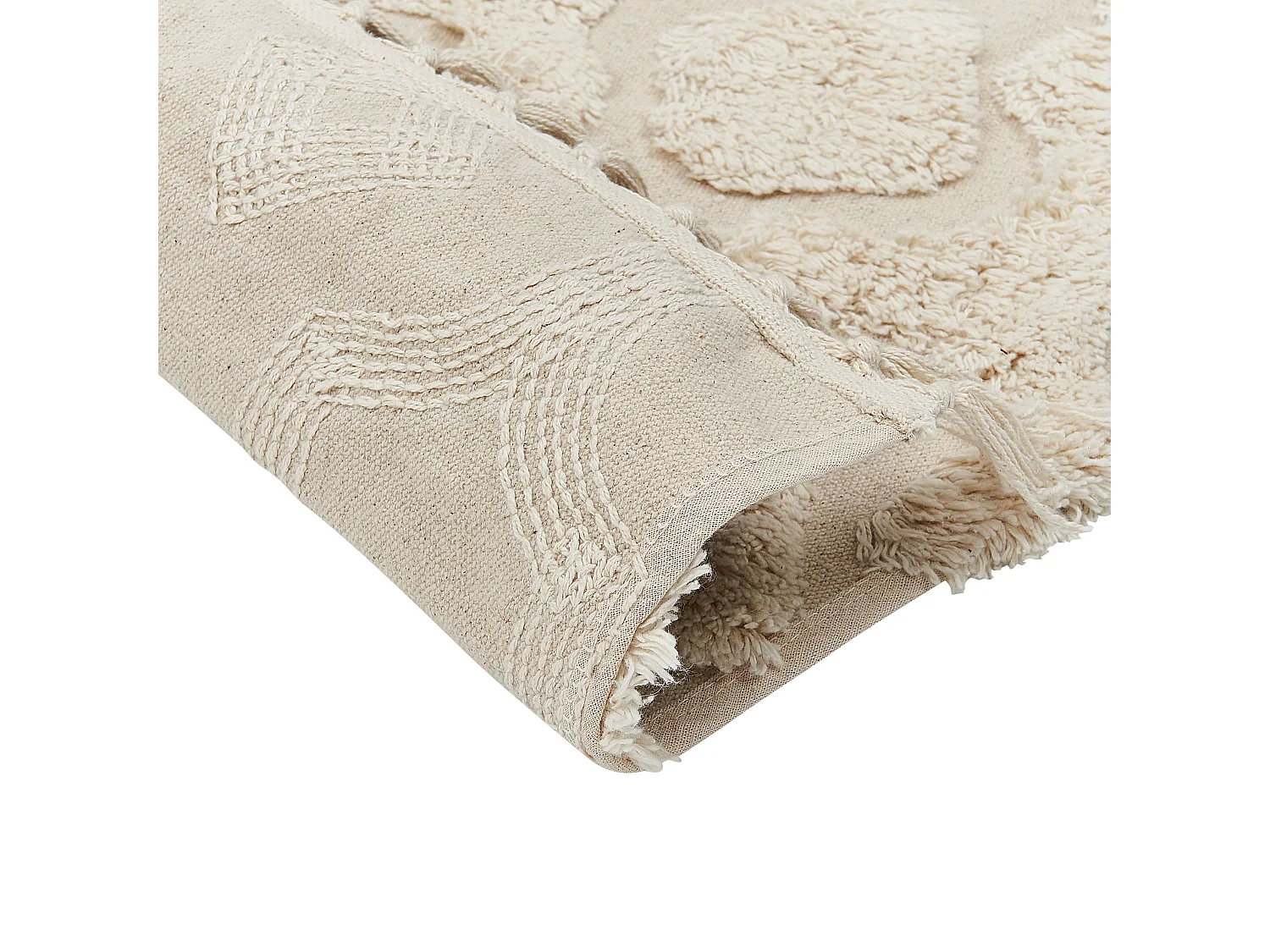Teppich Baumwolle beige mit geometrischem Muster rechteckig 80 x 150 cm Aksaray
