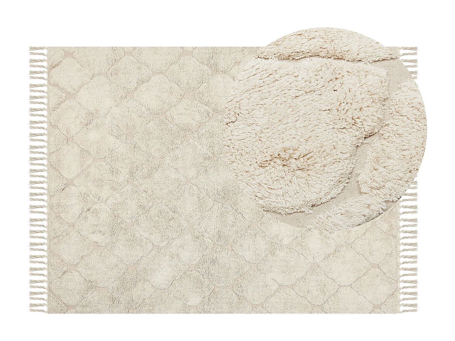 Teppich Baumwolle beige mit marokkanischem Muster rechteckig 140x200 cm Silchar