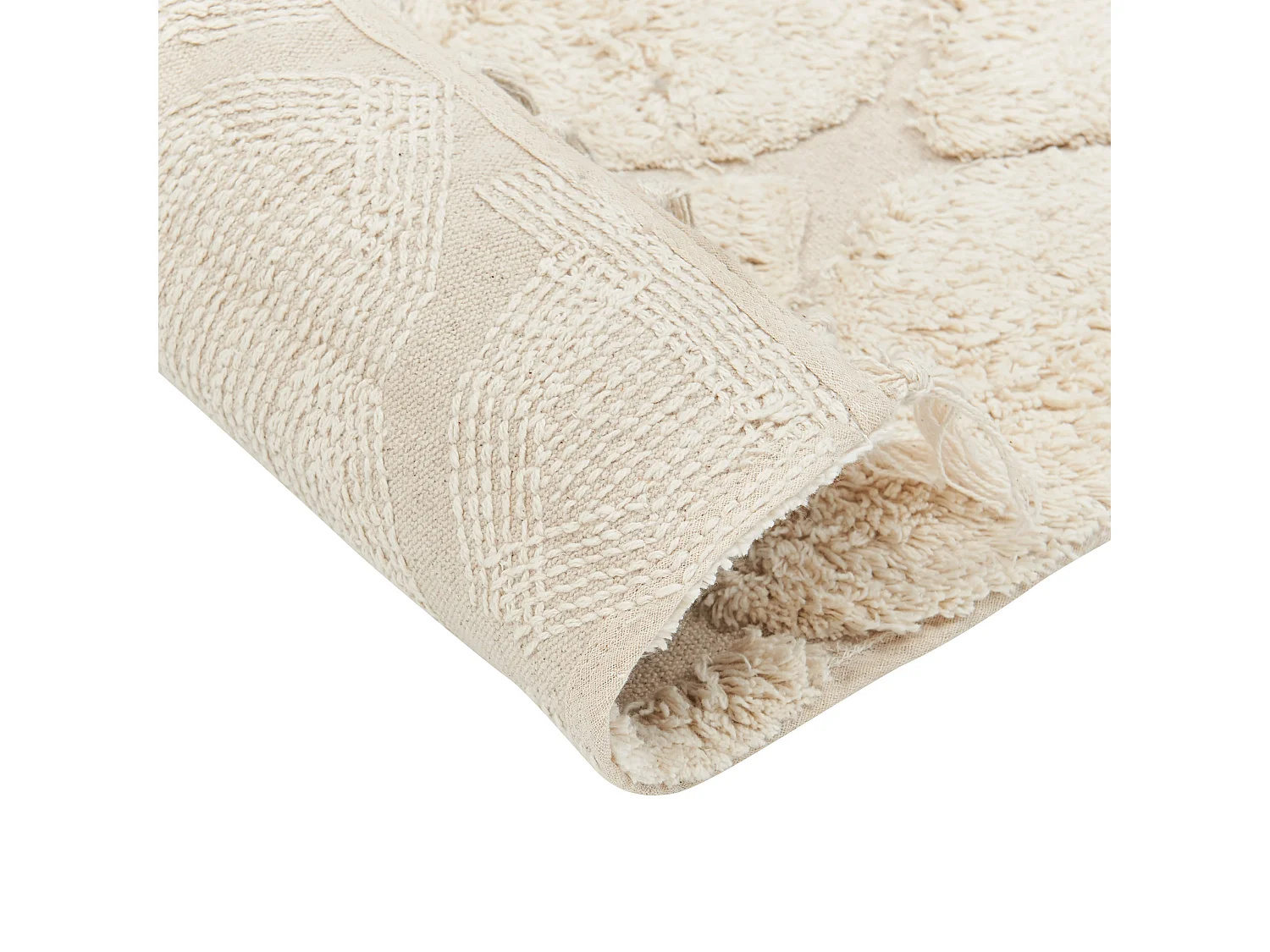 Teppich Baumwolle beige mit marokkanischem Muster rechteckig 140x200 cm Silchar