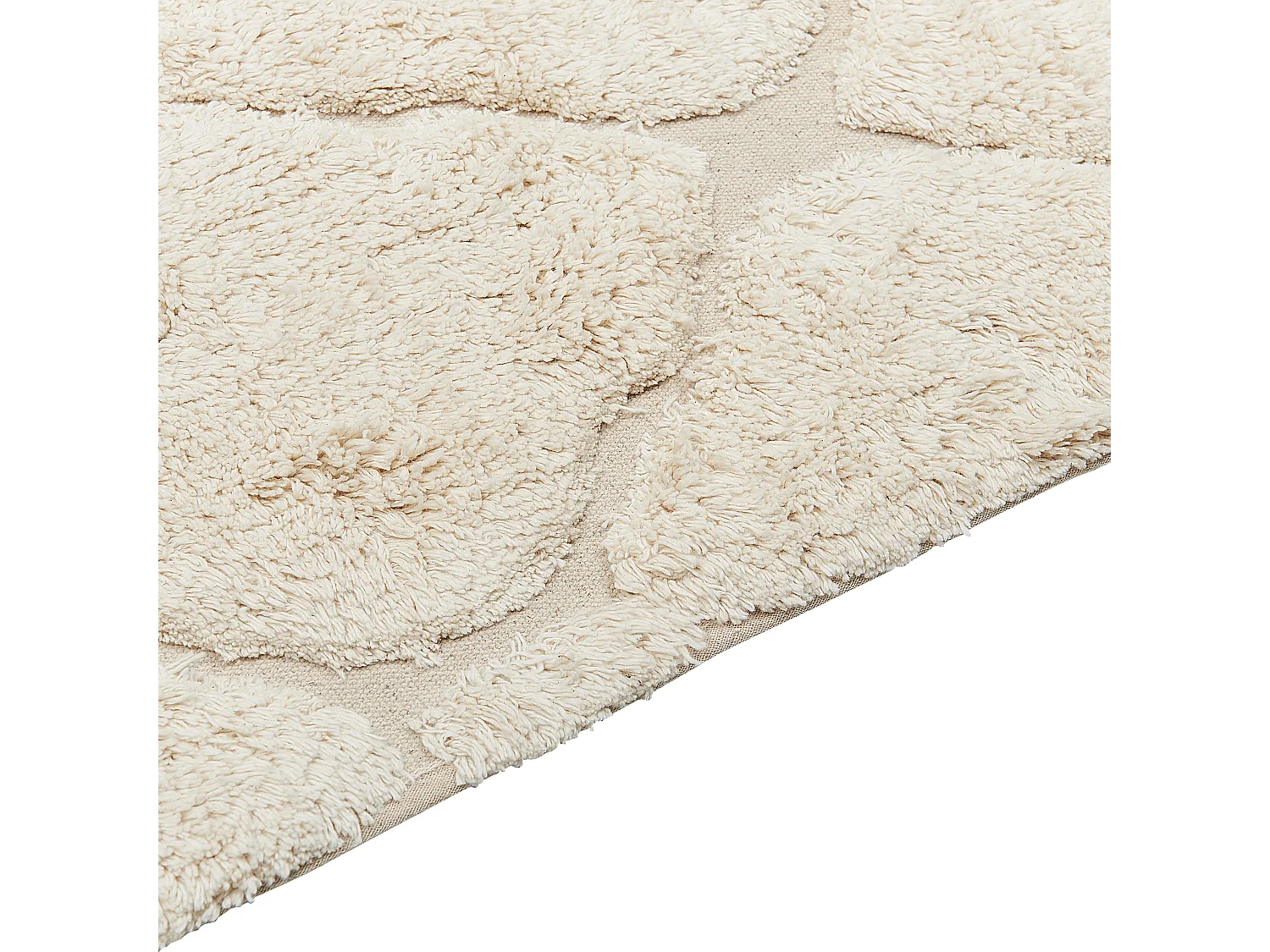 Teppich Baumwolle beige mit marokkanischem Muster rechteckig 140x200 cm Silchar