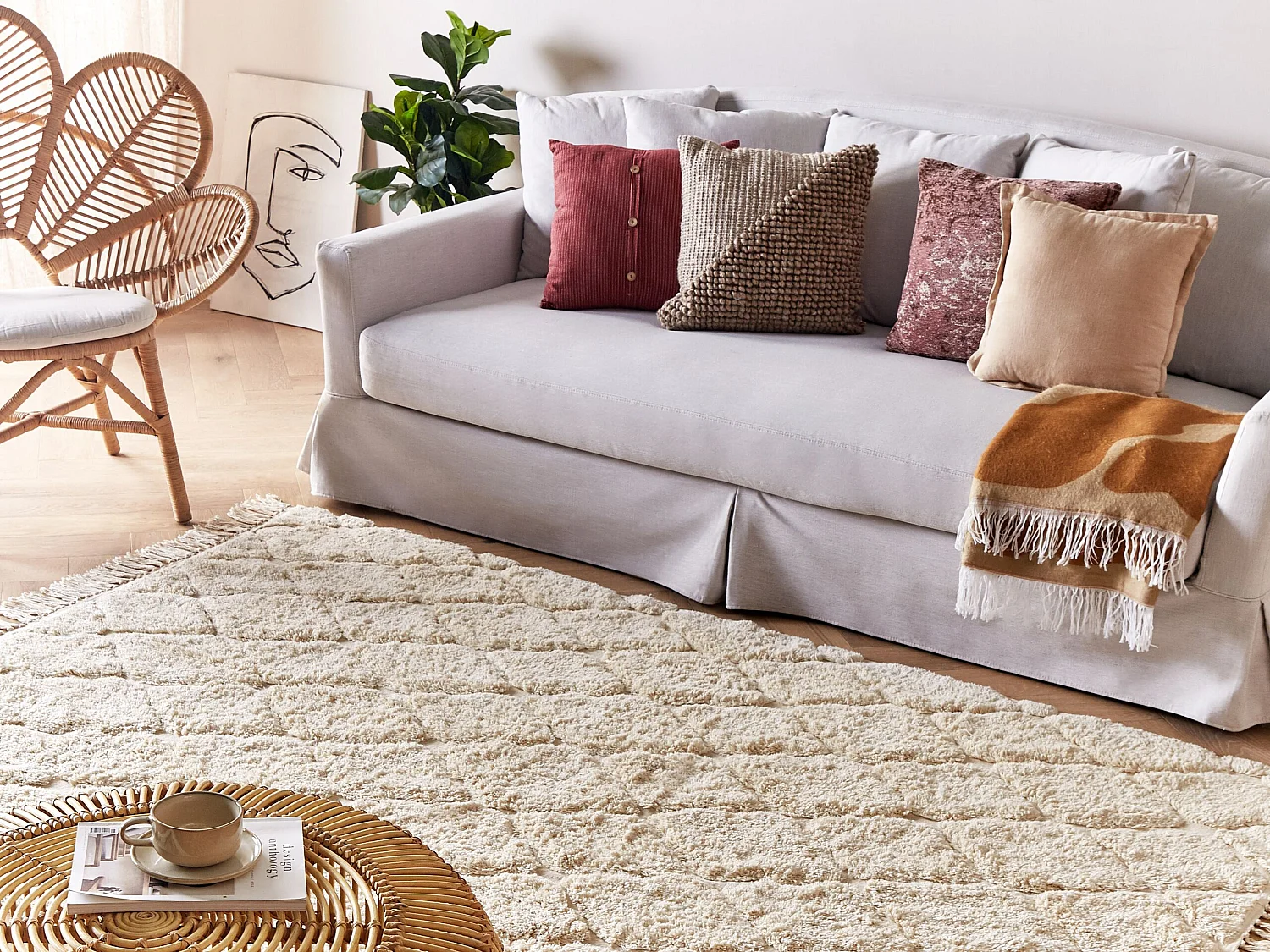 Vloerkleed katoen beige 140 x 200 cm SILCHAR
